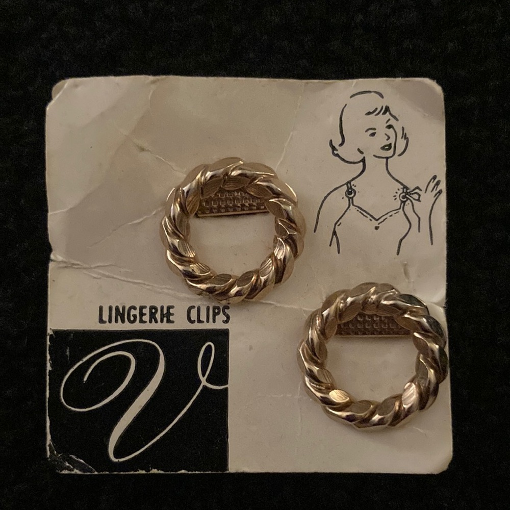 Two Vintage Braided Lingerie Clips